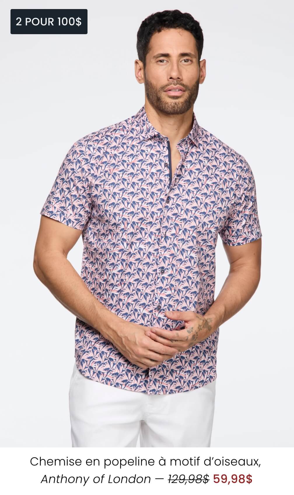 Chemise en popeline à motif d'oiseaux du paradis