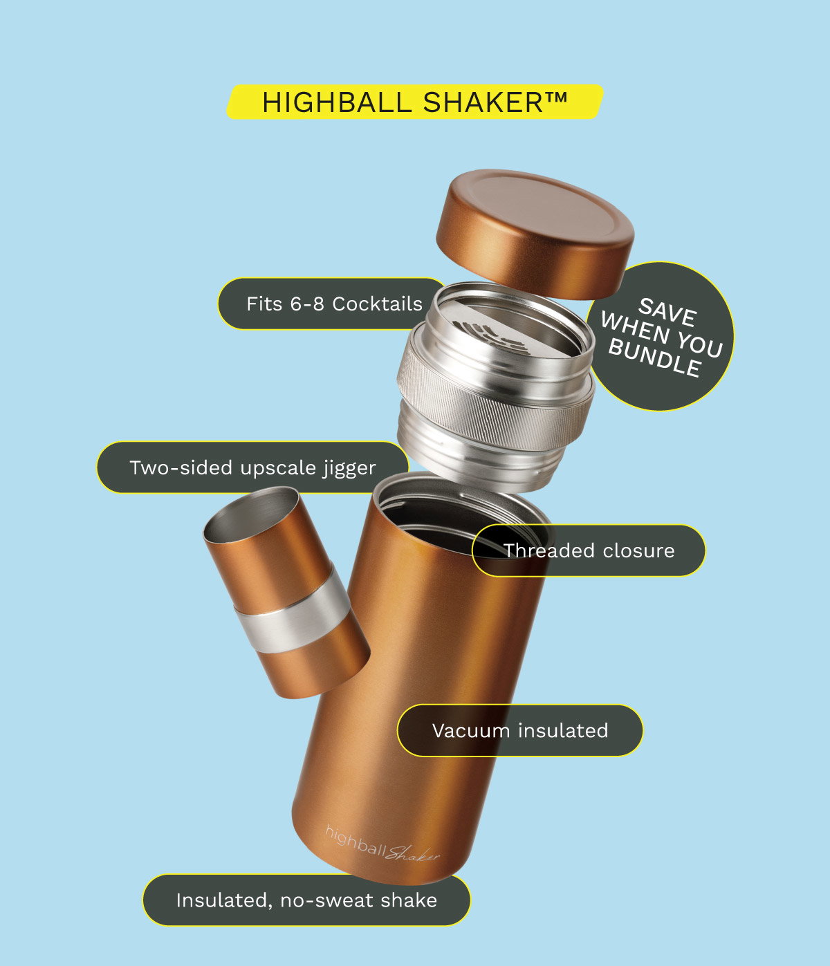 Batch Summer Cocktails for Every Adventure in a Highball Shaker (fits 6-8 cocktails)