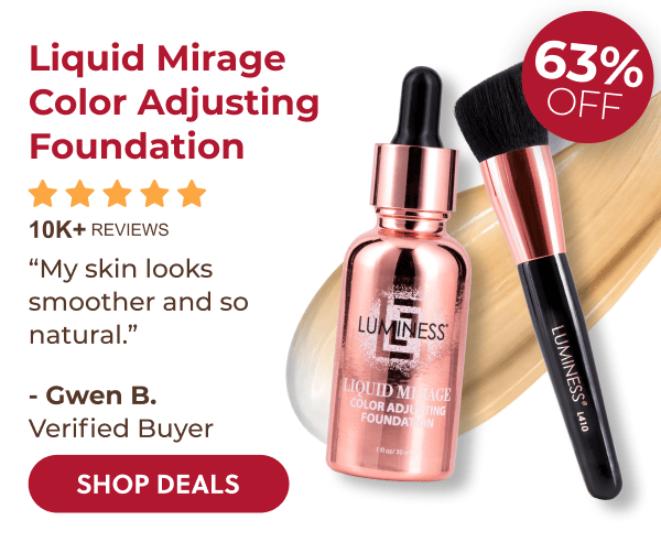 LIQUID MIRAGE COLOR ADJUSTING FOUNDATION: Color-adjusting coverage with SPF primer that keeps up from the first burger to the last firework.