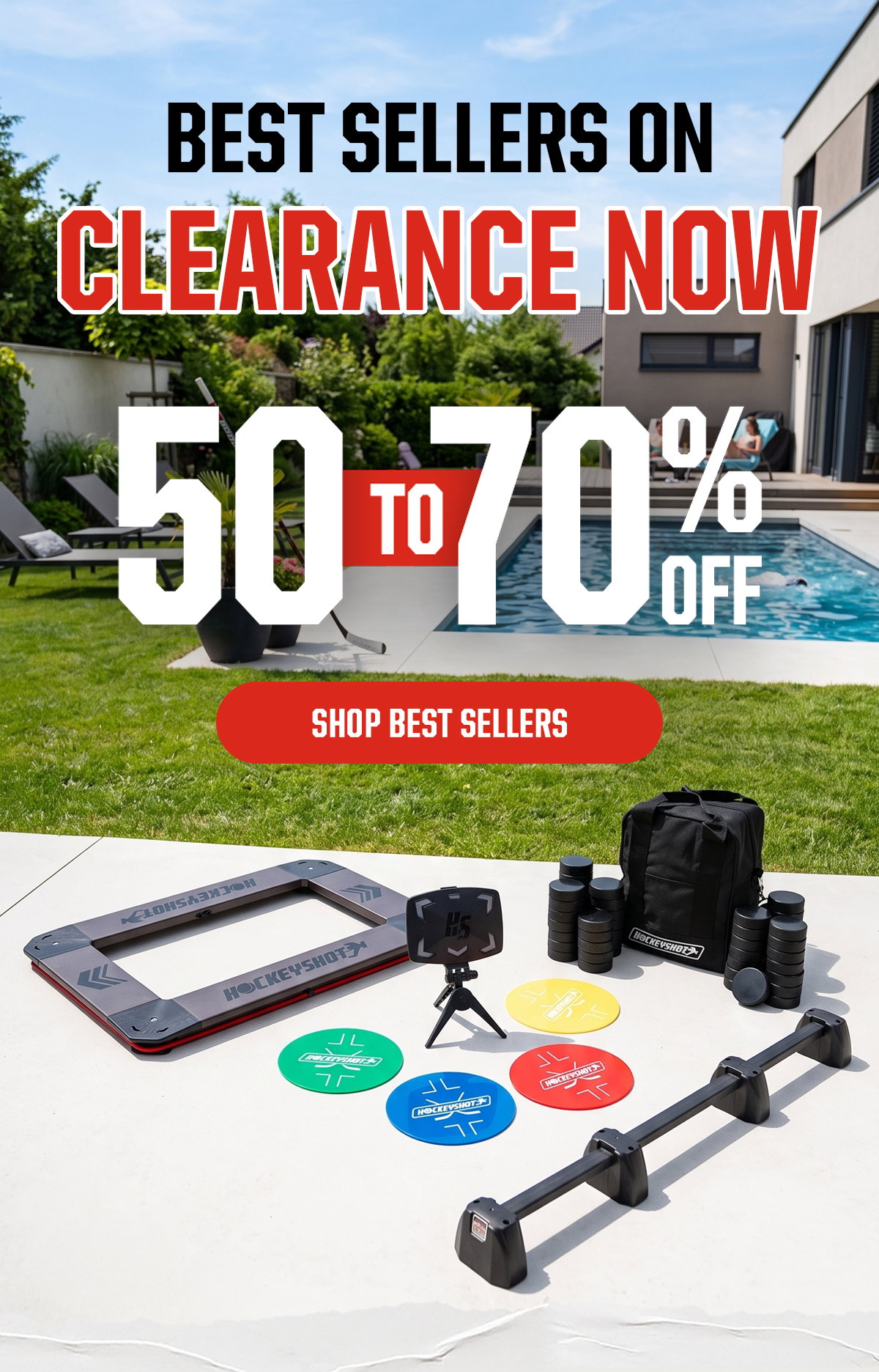 Headline: Best Sellers On Clearence Now. 50 to 70% Off. CTA: Shop Best Sellers