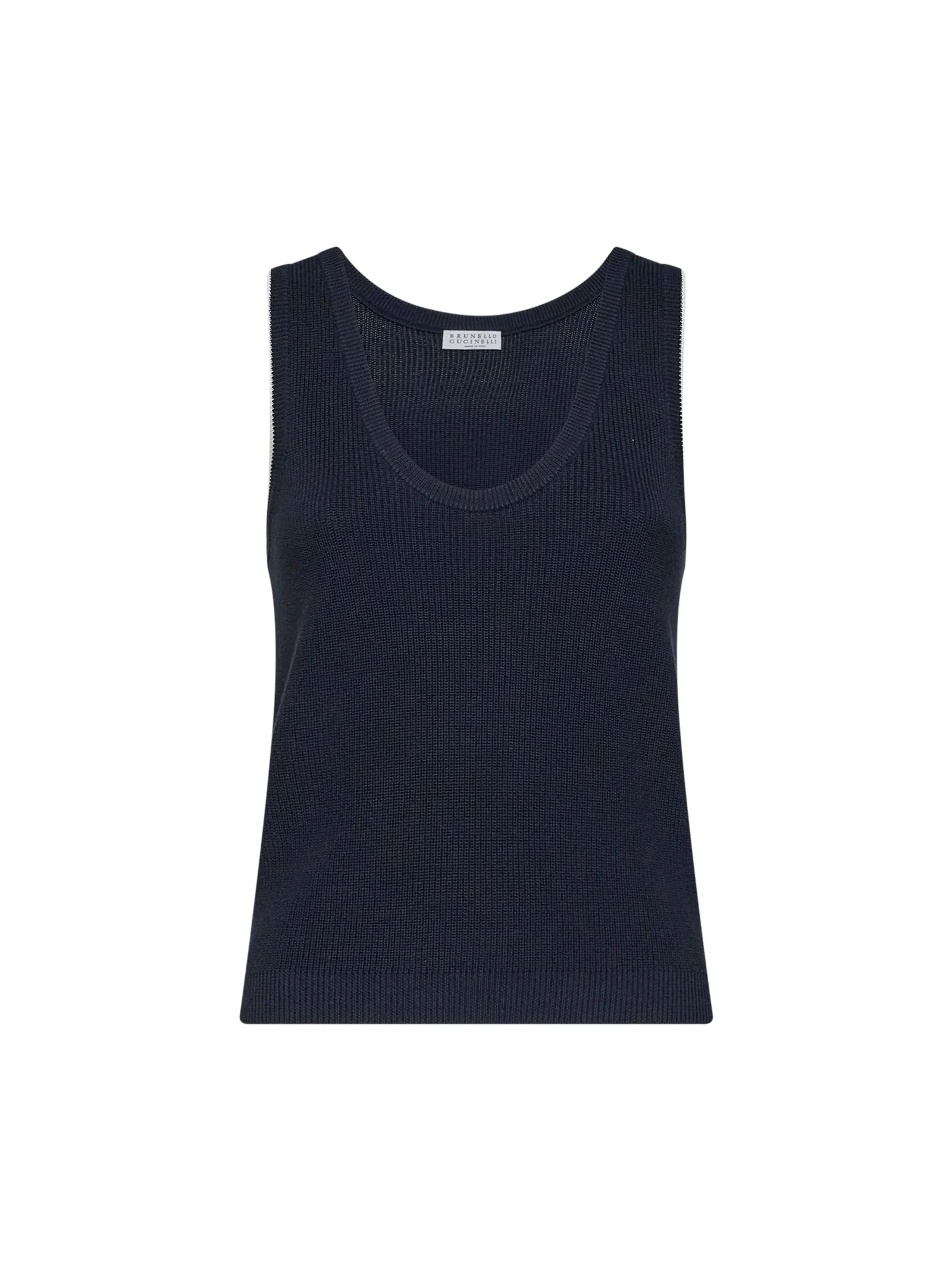 Image of Blue ribbed cotton knit top
