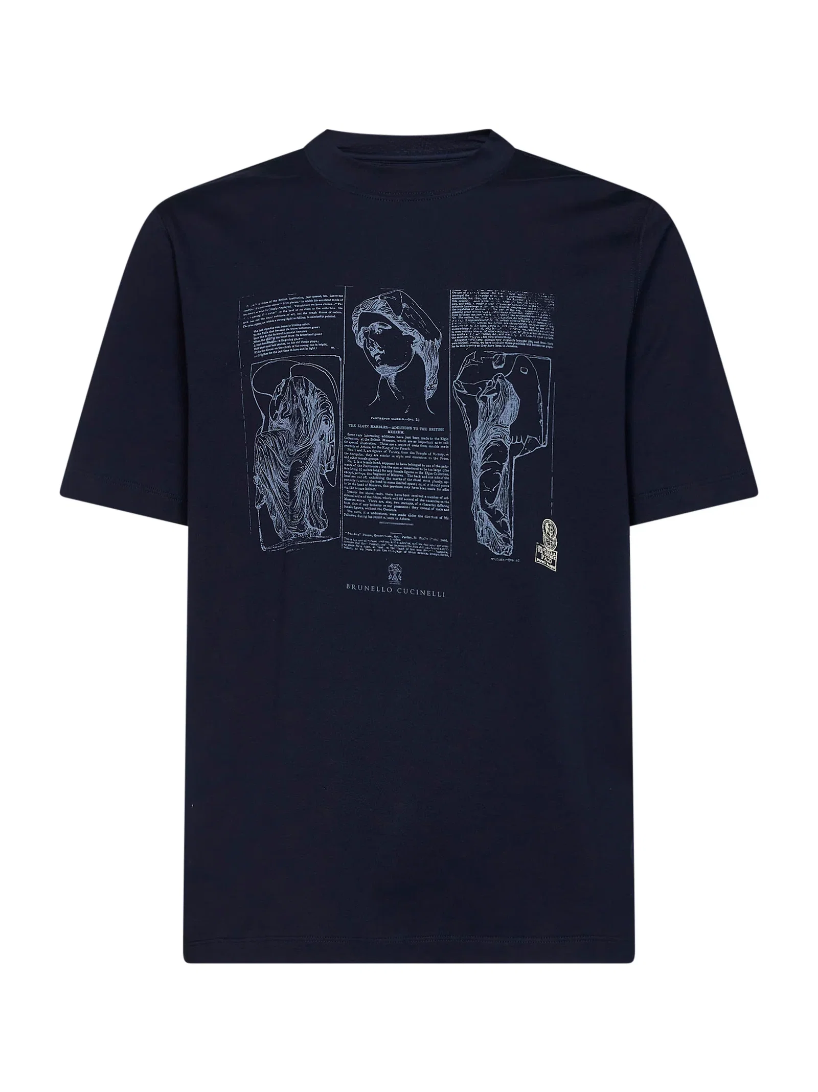 Image of Cobalt blue cotton jersey printed crewneck T-shirt