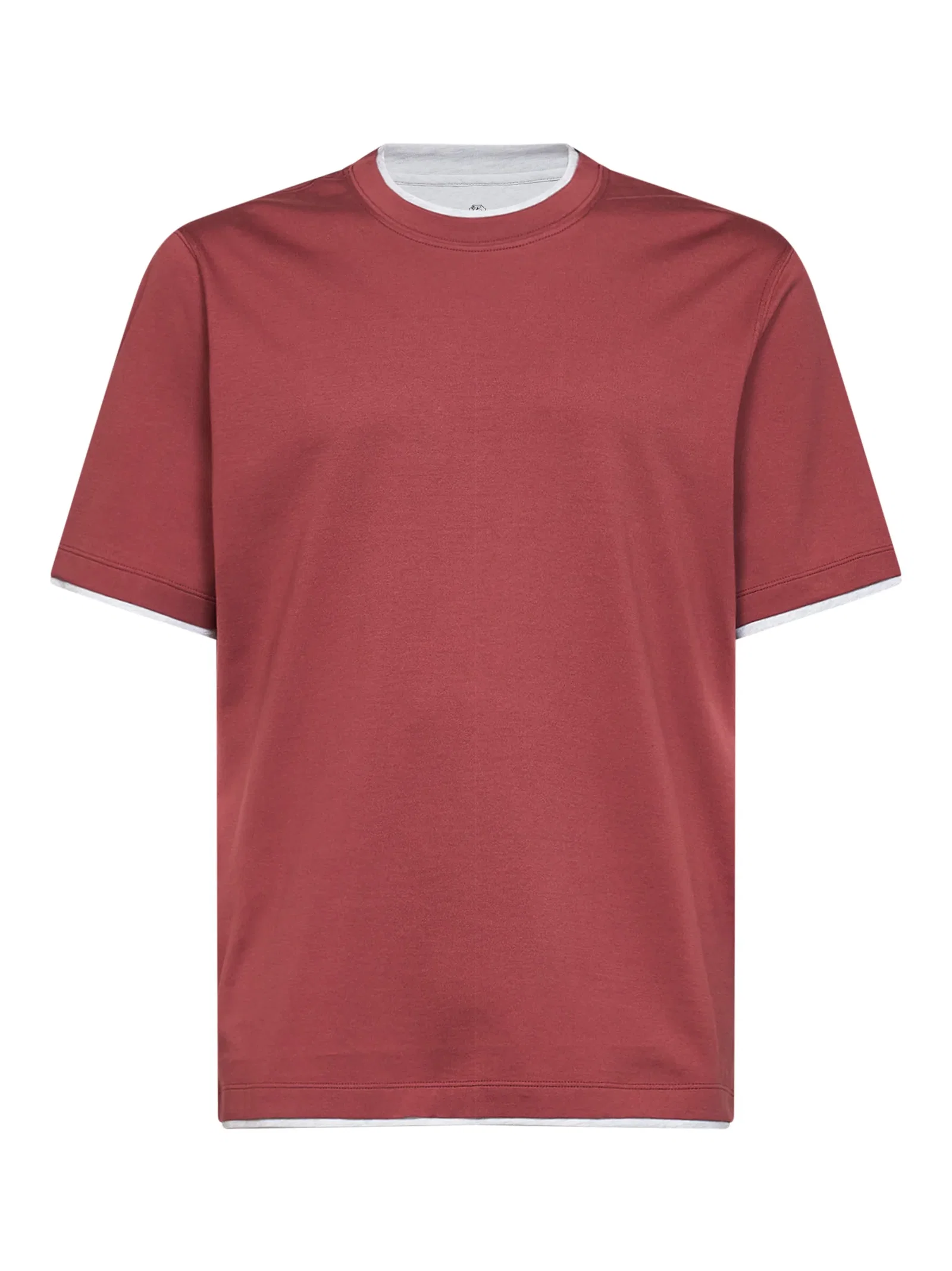 Image of Coral cotton Faux Layering T-shirt