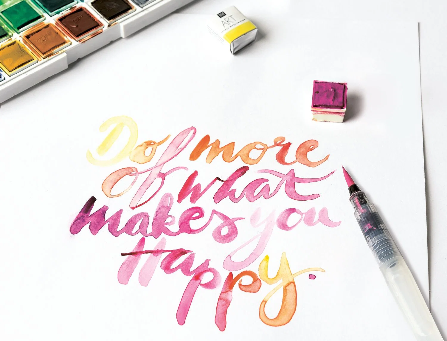 Kostenlose Anleitung für Aquarellschrift Do more of what makes you happy