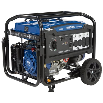 Powerhorse Portable Generator, 9500 Surge Watts, 7500 Rated Watts, 120/240V, Dual Fuel, Electric Start, CO Shutdown