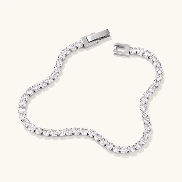 Cubic Zirconia Tennis Bracelet in Stainless Steel