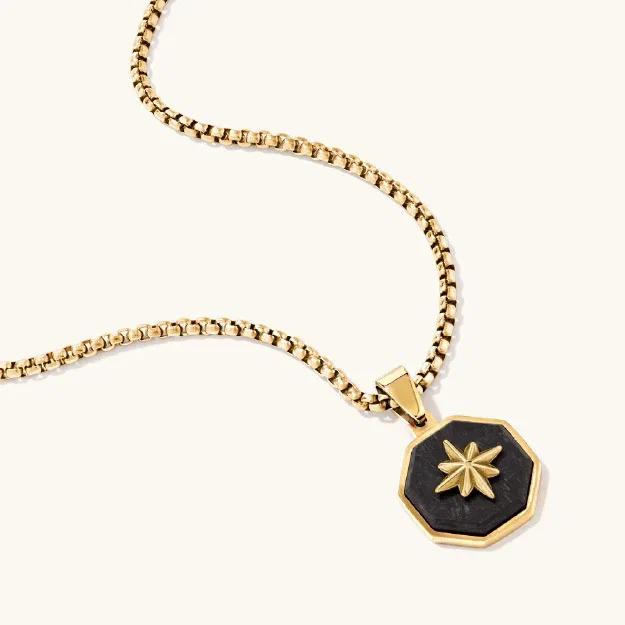 Northen Star Necklace with Carbon Fibre in PVD Coated Stainless Steel