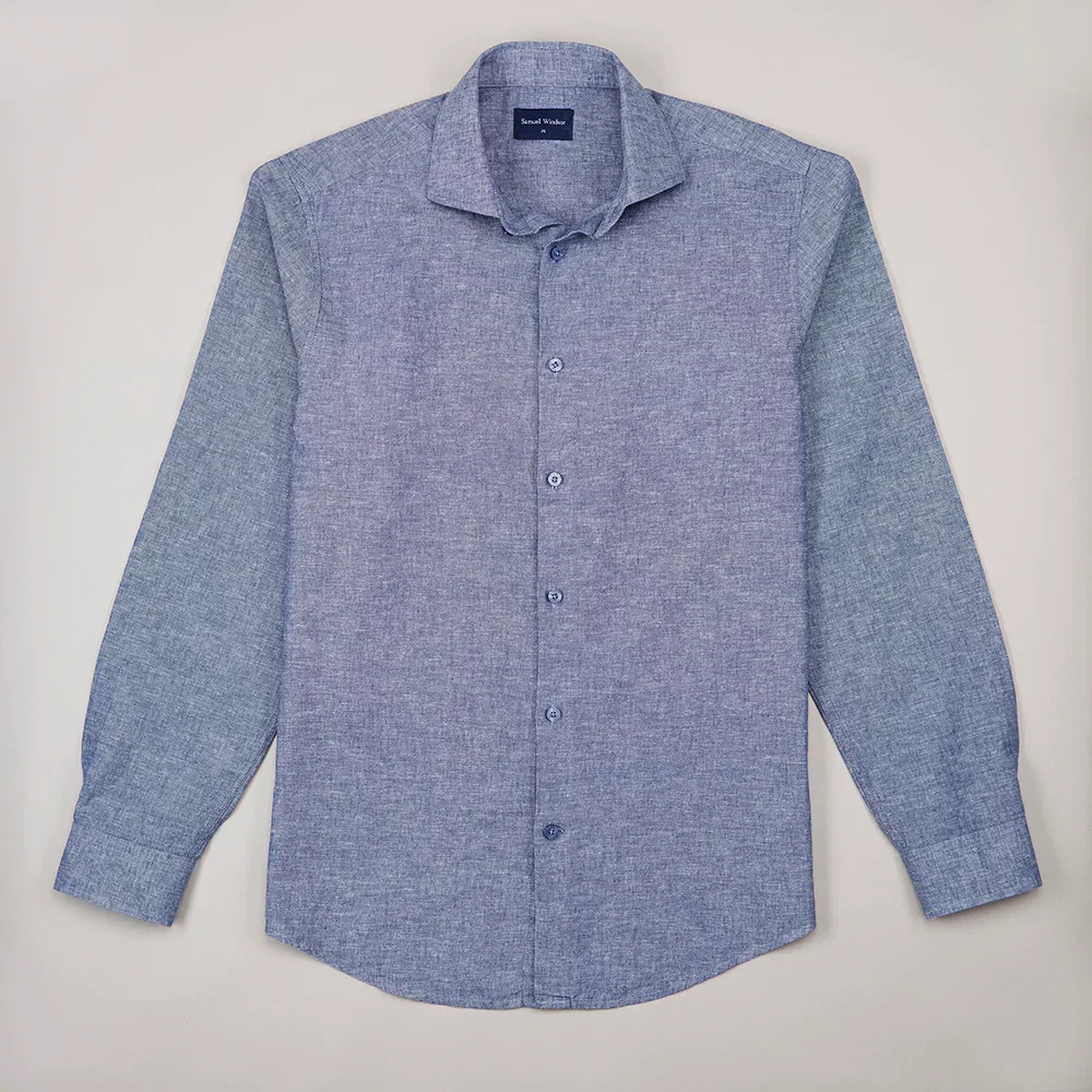 Image of Linen Rich Shirt - Blue