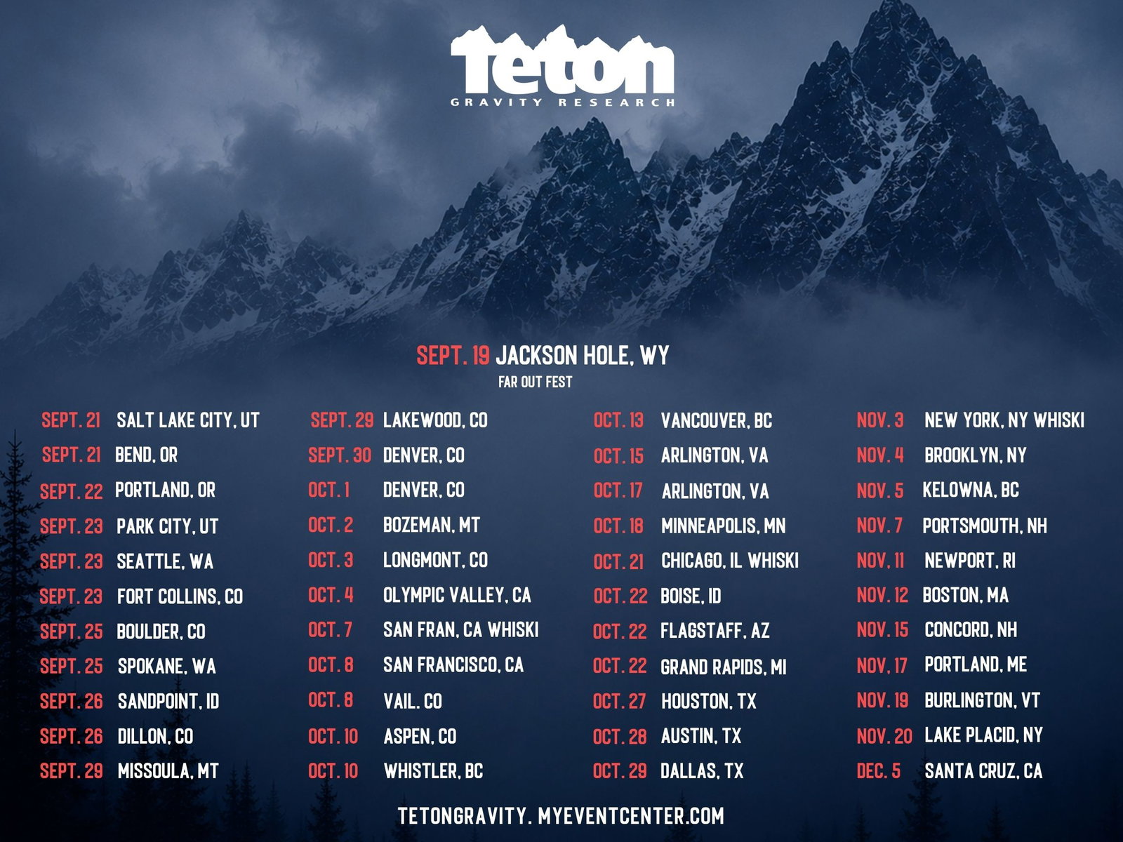 2026 Tour schedule