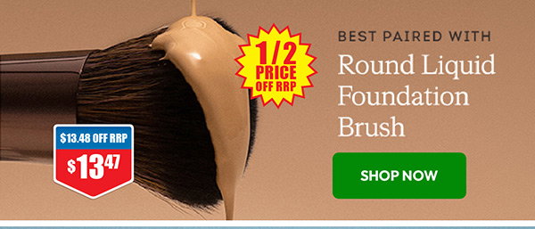 SHop Nude by Nature Round Liquid Foundation Brush 19 at 1/2 price off RRP at Chemist Warehouse sale ends 5 August 2026
