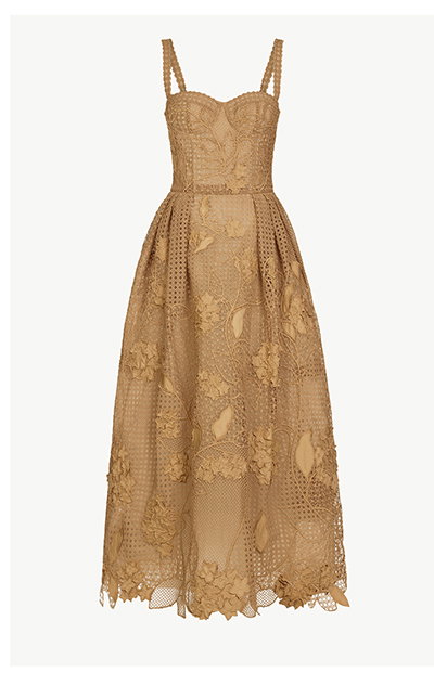 Porcelain Flower Guipure Lattice Cocktail Dress