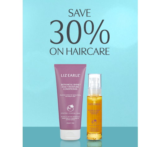 Save 30% on haircare. Liz Earle Botanical Shine Daily Moisture Conditioner and Botanical Shine Nourishing Hair Oil