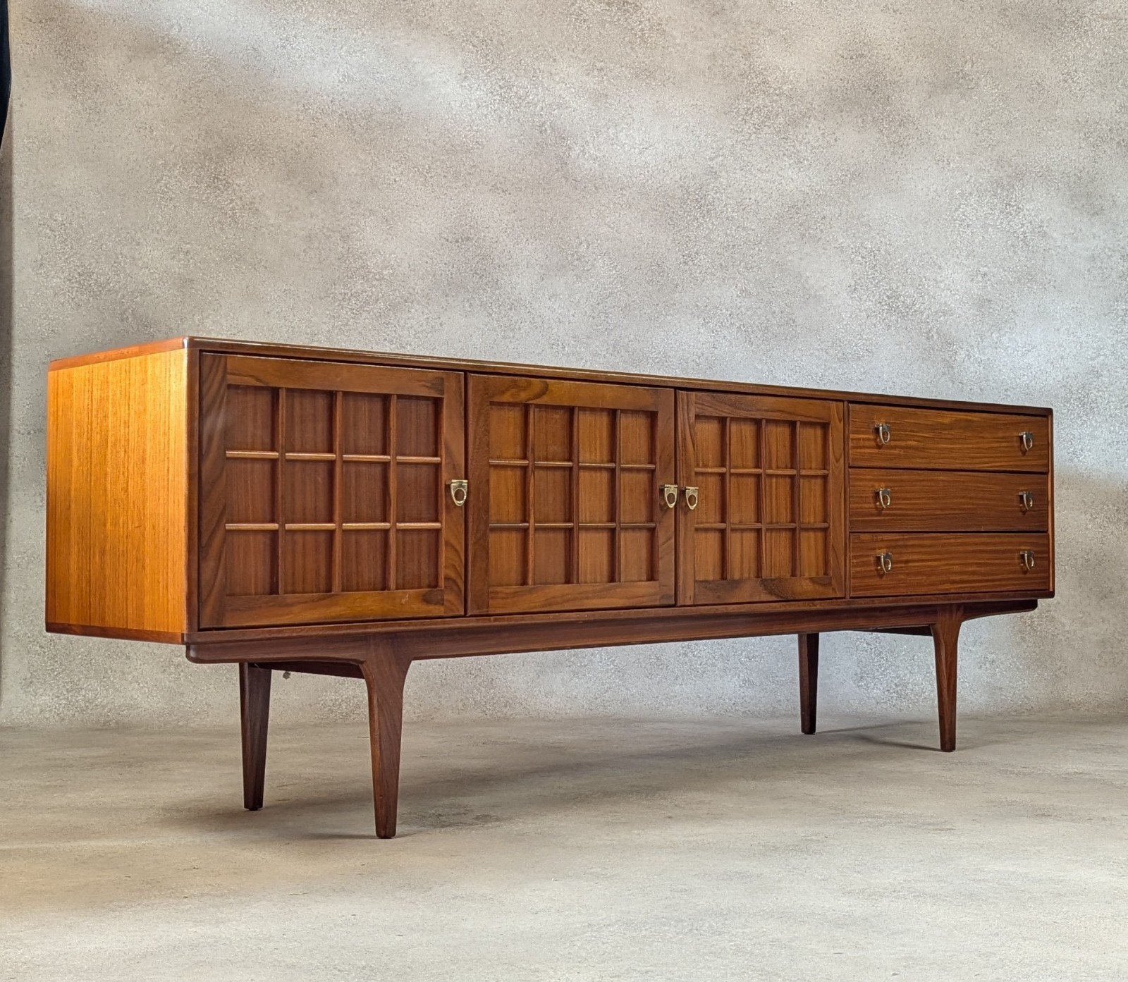 Mid Century Younger Teak Long Sideboard Vintage 1960s
