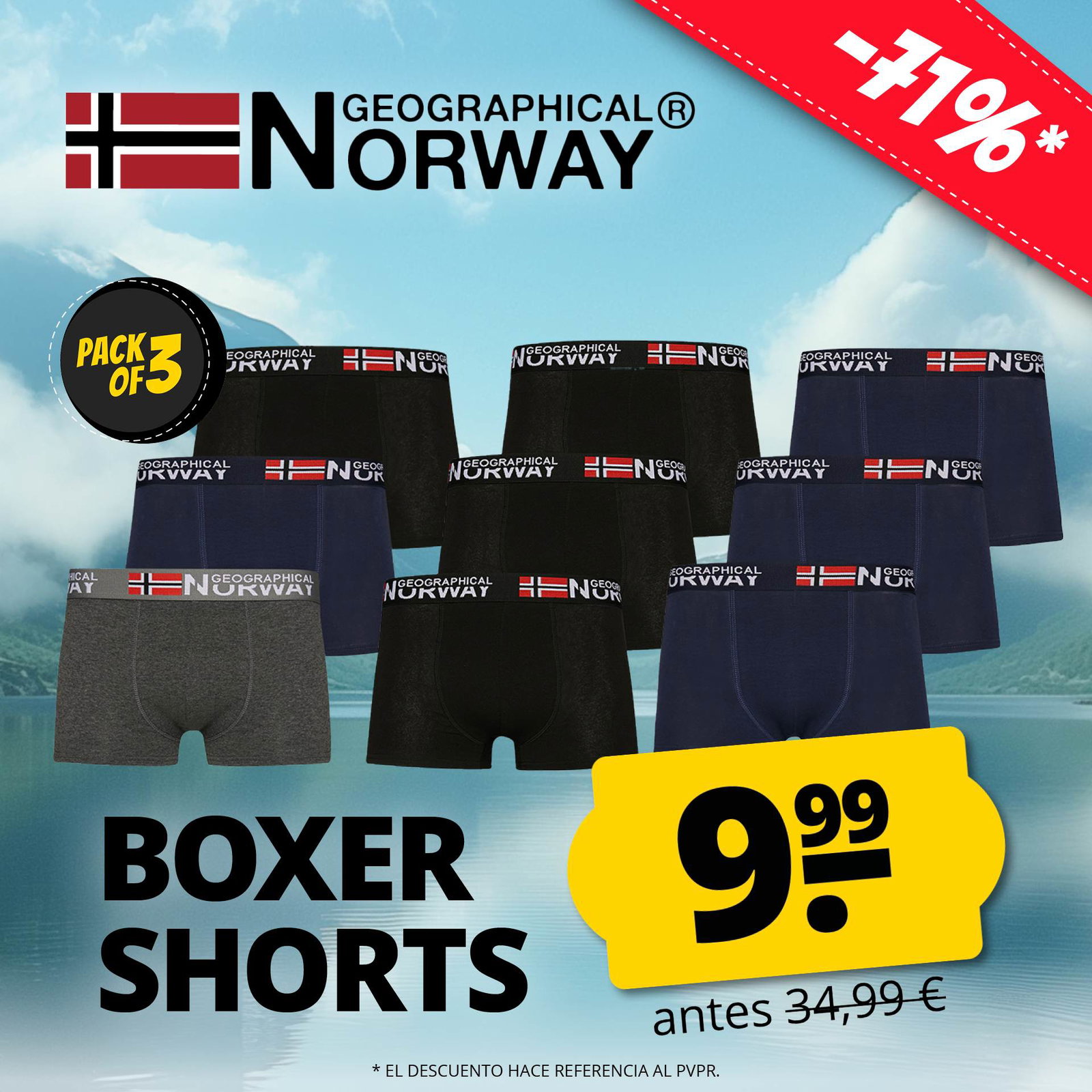 georgaphical norway hombre calzoncillos boxer pack de 3