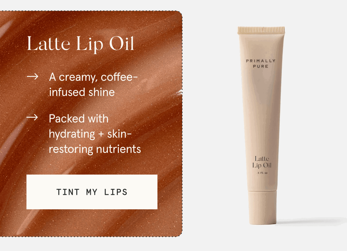 Latte Lip Oil - A creamy, coffee-infused shine - Packed with hydrating + skin-restoring nutrients [TINT MY LIPS]