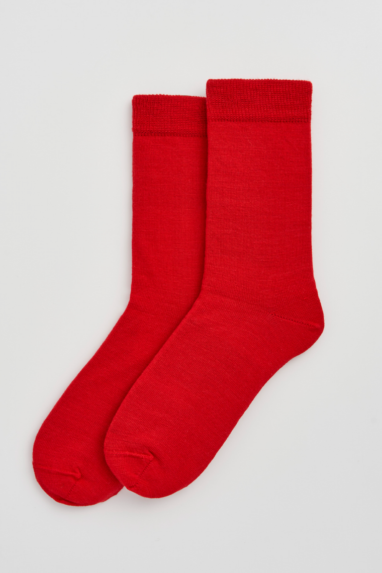 Postbox Red Merino Socks
