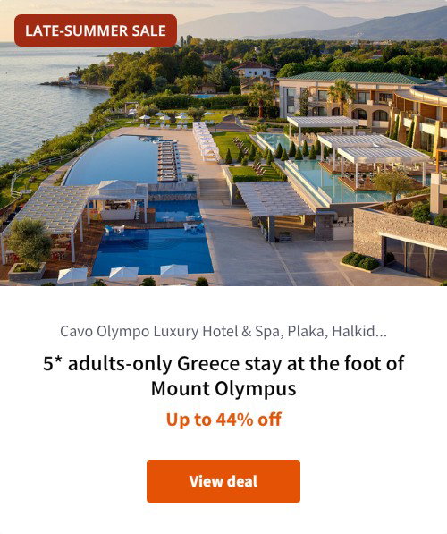 5* adults-only Greece stay at the foot of Mount Olympus