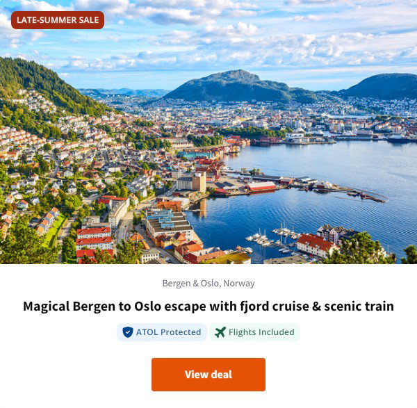 Magical Bergen to Oslo escape with fjord cruise & scenic train