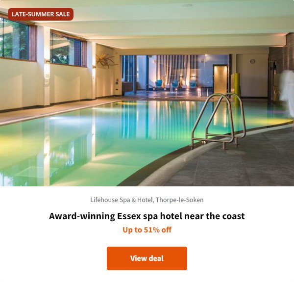 Award-winning Essex spa hotel near the coast