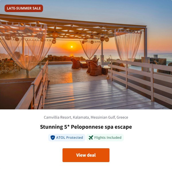 Stunning 5* Peloponnese spa escape