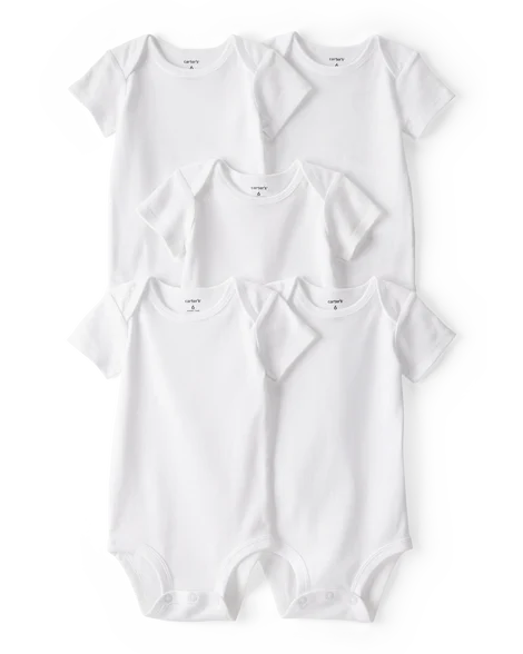Image of Baby 5-Pack Short-Sleeve Bodysuits - White