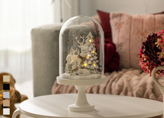 Tagesangebot: 783930 LUMIDA Xmas Hirsch-Szenerie mit Tablett und Glasglocke