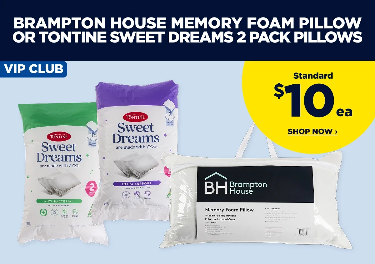 Brampton House Memory Foam Pillow or Tontine Sweet dream 2 pack pillow