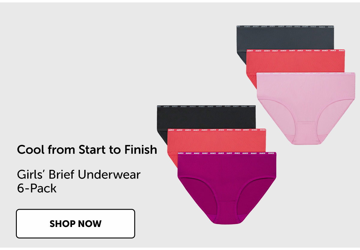 Hanes Moves Girls' Underwear Briefs Pack, 6-Pack, Anti-Odor, X-Temp