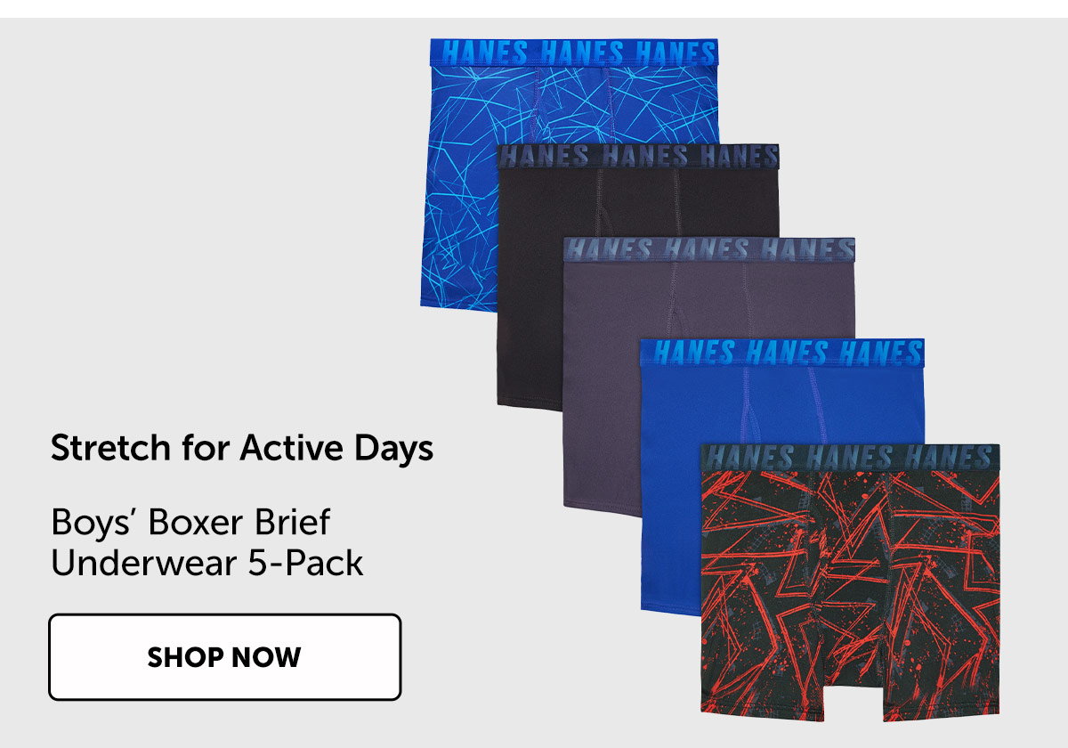 Hanes Moves Boys’ Performance Stretch Boxer Brief Underwear