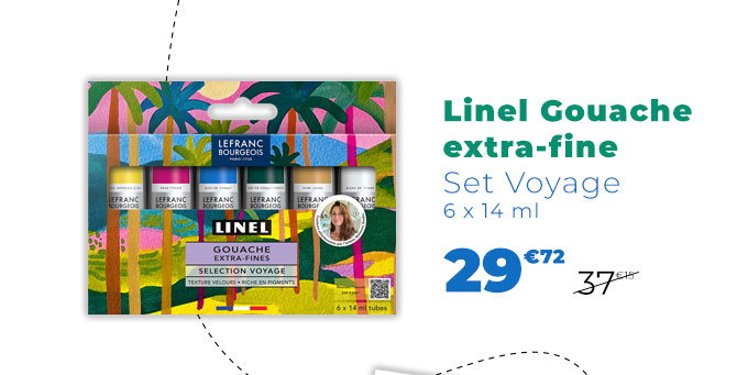 Gouache extra-fine Set Voyage 6 x 14 ml - Linel