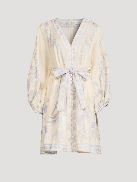 Indra Printed Linen Mini Dress