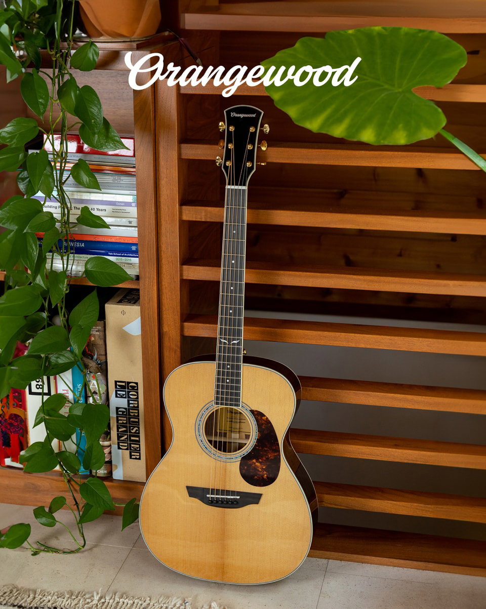 Orangewood logo | Mahogany parlor guitar
