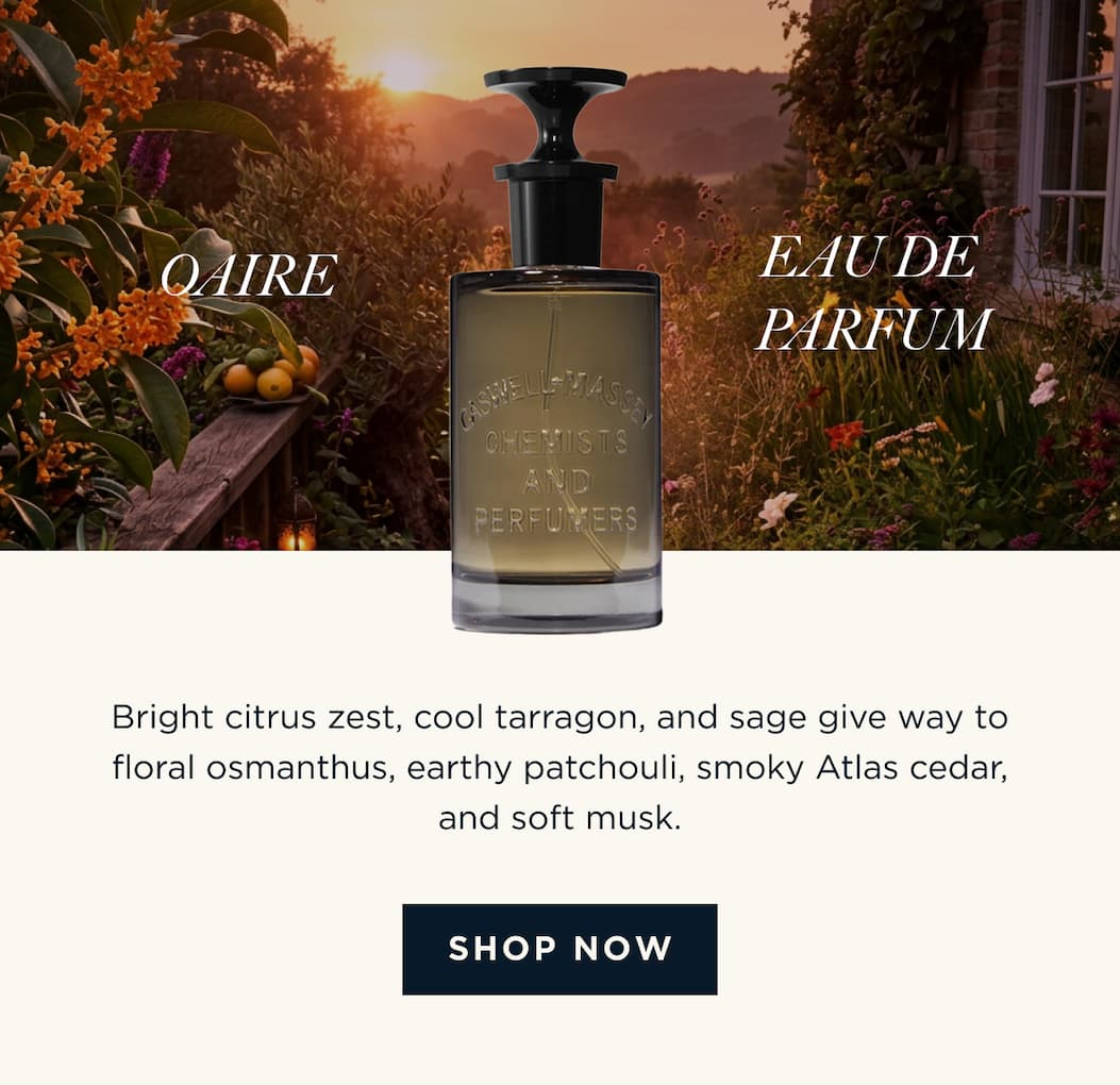 OAIRE EAU DE PARFUM Bright citrus zest, cool tarragon, and sage give way to floral osmanthus, earthy patchouli, smoky Atlas cedar, and soft musk. [ SHOP NOW ]