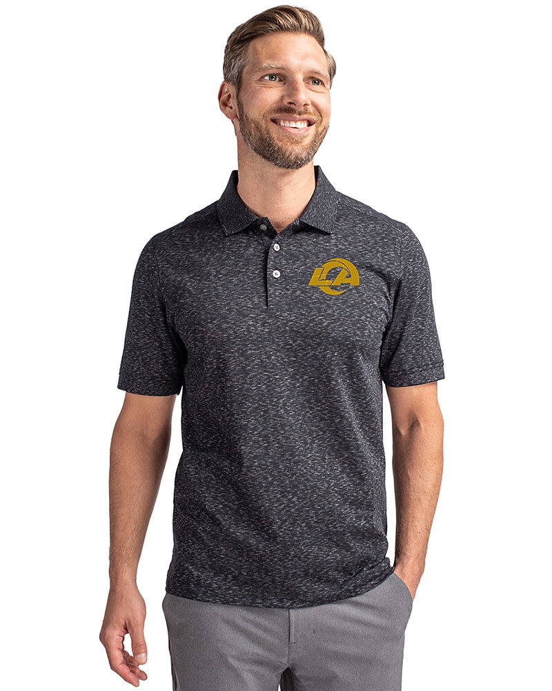 Image of Los Angeles Rams- Cutter & Buck Advantage Cotton-Blend Pique Mens Space-Dye Polo