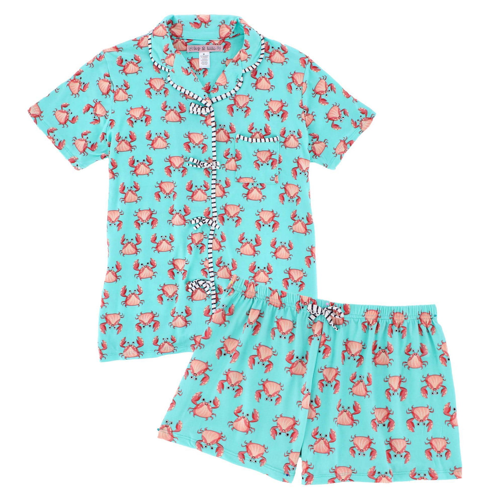 Image of CTM® Women's Beachy Crab Short Pajama Set