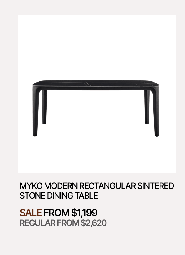 MYKO MODERN RECTANGULAR SINTERED STONE DINING TABLE - SALE FROM $1,199 - REGULAR FROM $2,620