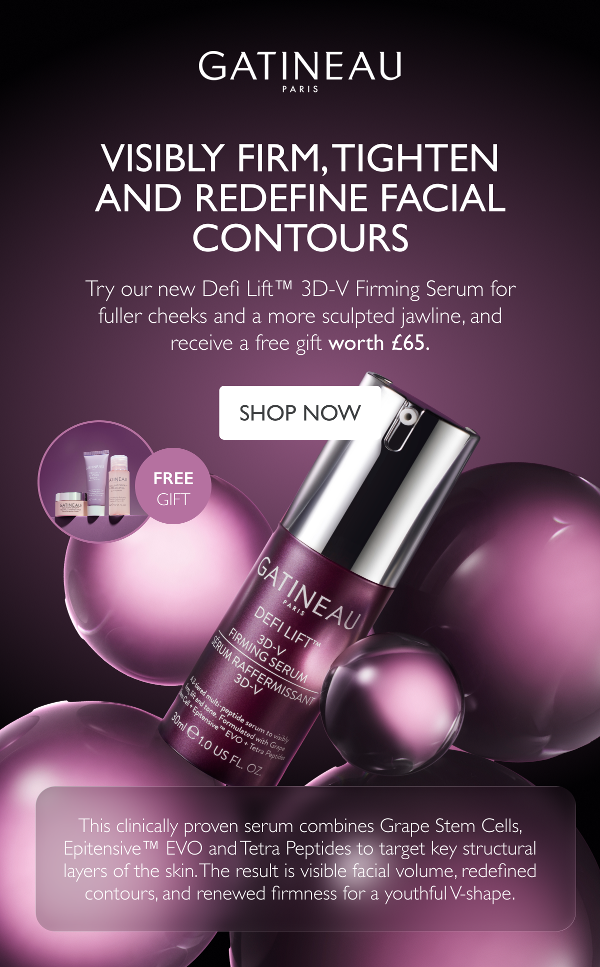 Visibly firm, tighten and redefine facial contours