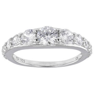 White Cubic Zirconia Rhodium Over Sterling Silver Ring 3.00ctw