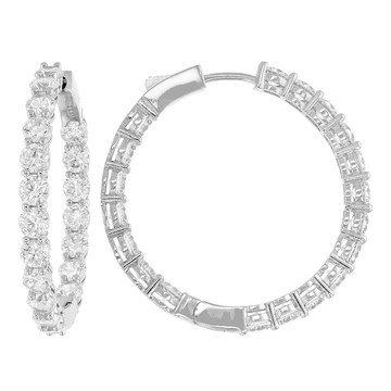 White Cubic Zirconia Rhodium Plated Hoops 15.00ctw