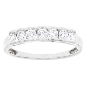 White Lab-Grown Diamond F-G SI Rhodium Over Sterling Silver Band Ring 0.45ctw