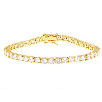 White Cubic Zirconia 18k Yellow Gold Plated Emulous Tennis Bracelet 18.06ctw