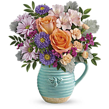 Teleflora's Busy Bee Pitcher Bouquet
