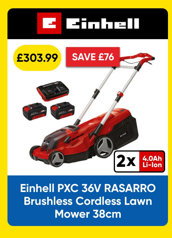 Einhell PXC 36V RASARRO Brushless Cordless Lawn Mower 38cm 2 x 4.0Ah