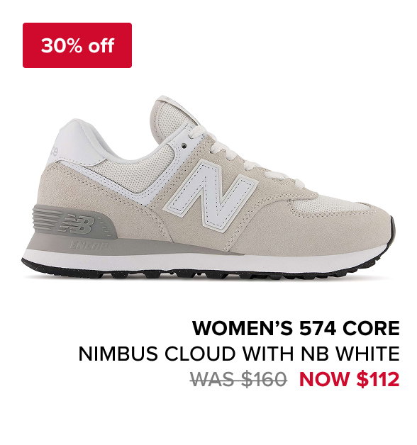 women’s 574 Core NIMBUS CLOUD with NB WHITE Was $160 Now $112