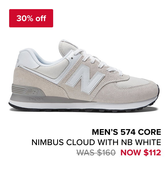 men’s 574 Core NIMBUS CLOUD with NB WHITE Was $160 Now $112
