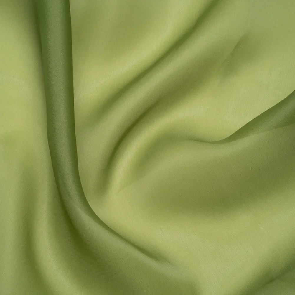 Image of Satin-Faced Polyester Organza - Pesto Green - Ardea Collection by Mood