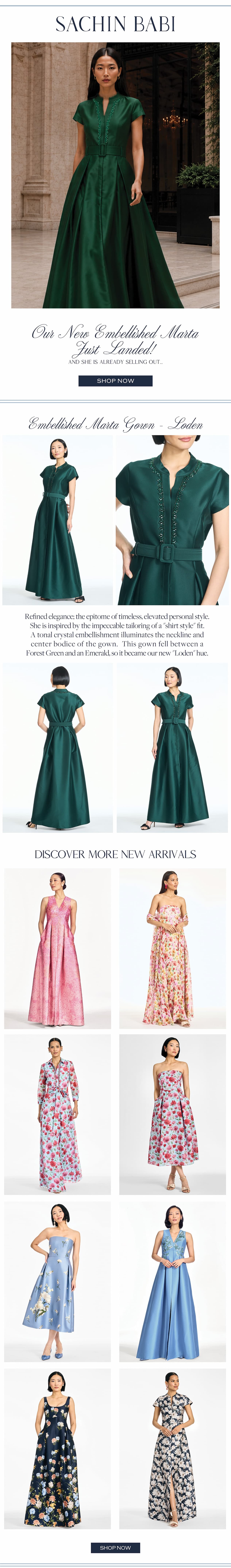 Our New Embellished Marta Just Landed! and she is already selling out. dark green ball gown floor length with pockets.