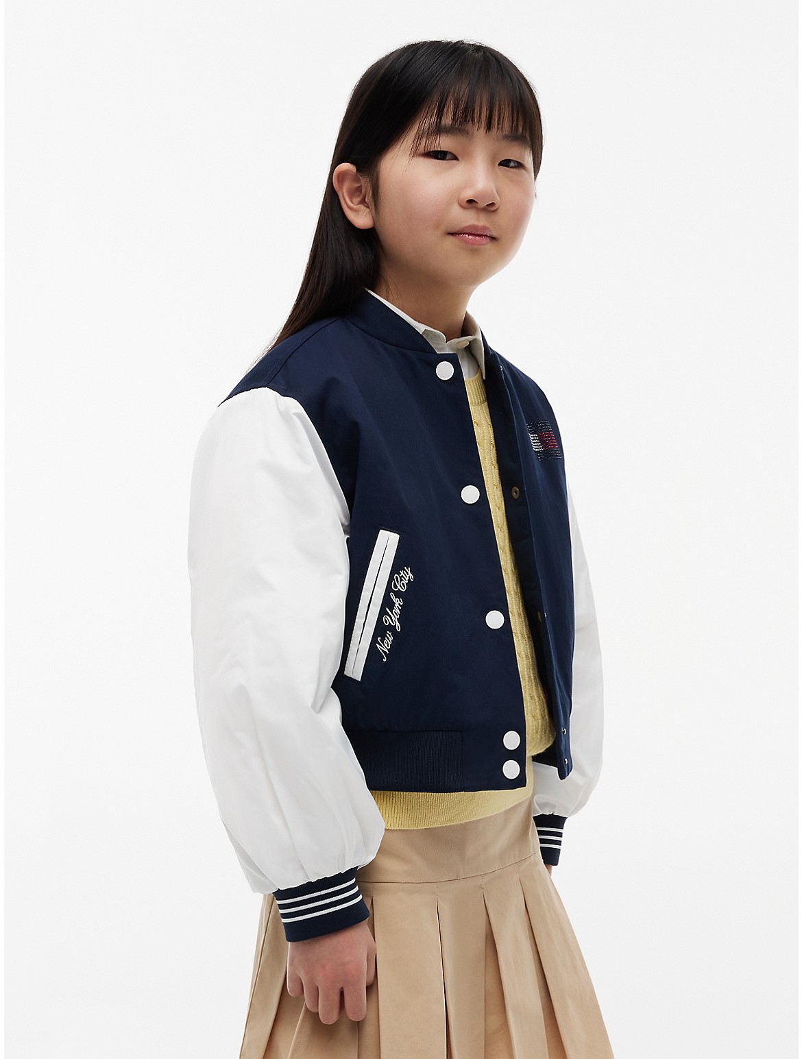 Kids' Rhinestone Logo Colorblock Bomber 