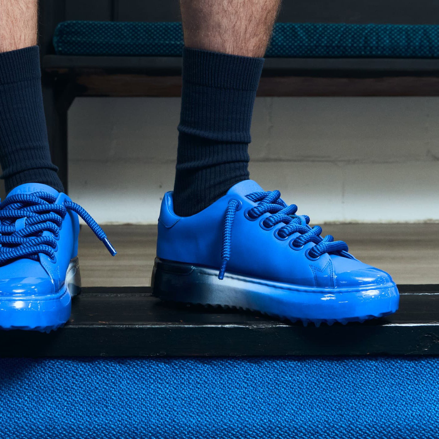 MALLET GRFTR Lite Men's Blue Ombre Dip Leather Trainers