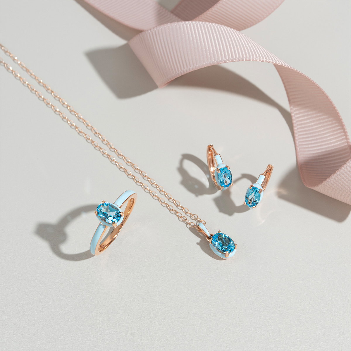 a pair of rings with different colored stones